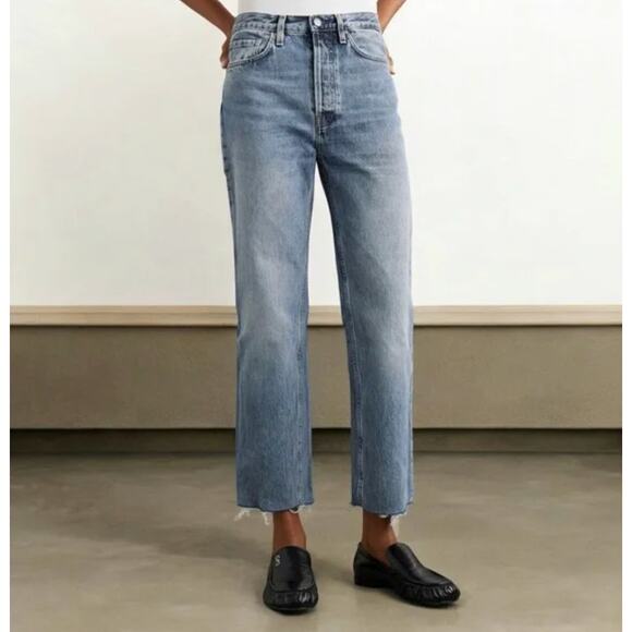 TOTEME Classic Cut Denim Light Wash Ankle Frayed Denim Jeans Women's Size 27 - Picture 14 of 14